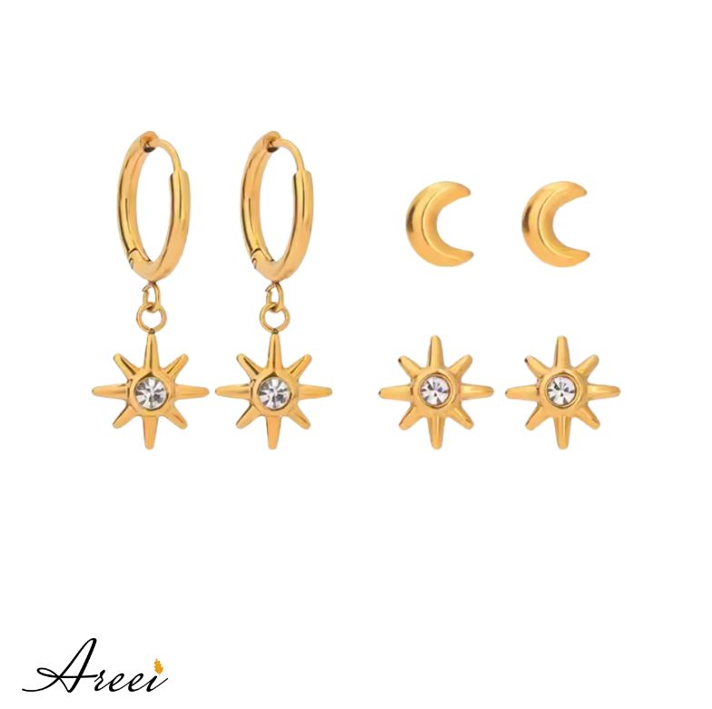 Moon & Star Stud Earrings
